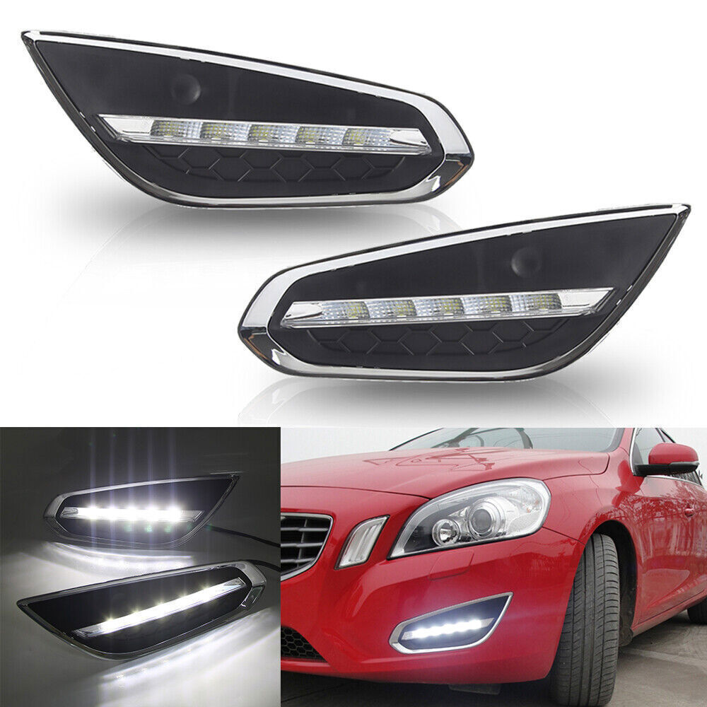 for Volvo S60 T5 2009-13 DRL Fog Lamp Front Bumper LED Daytime Running Light 2x