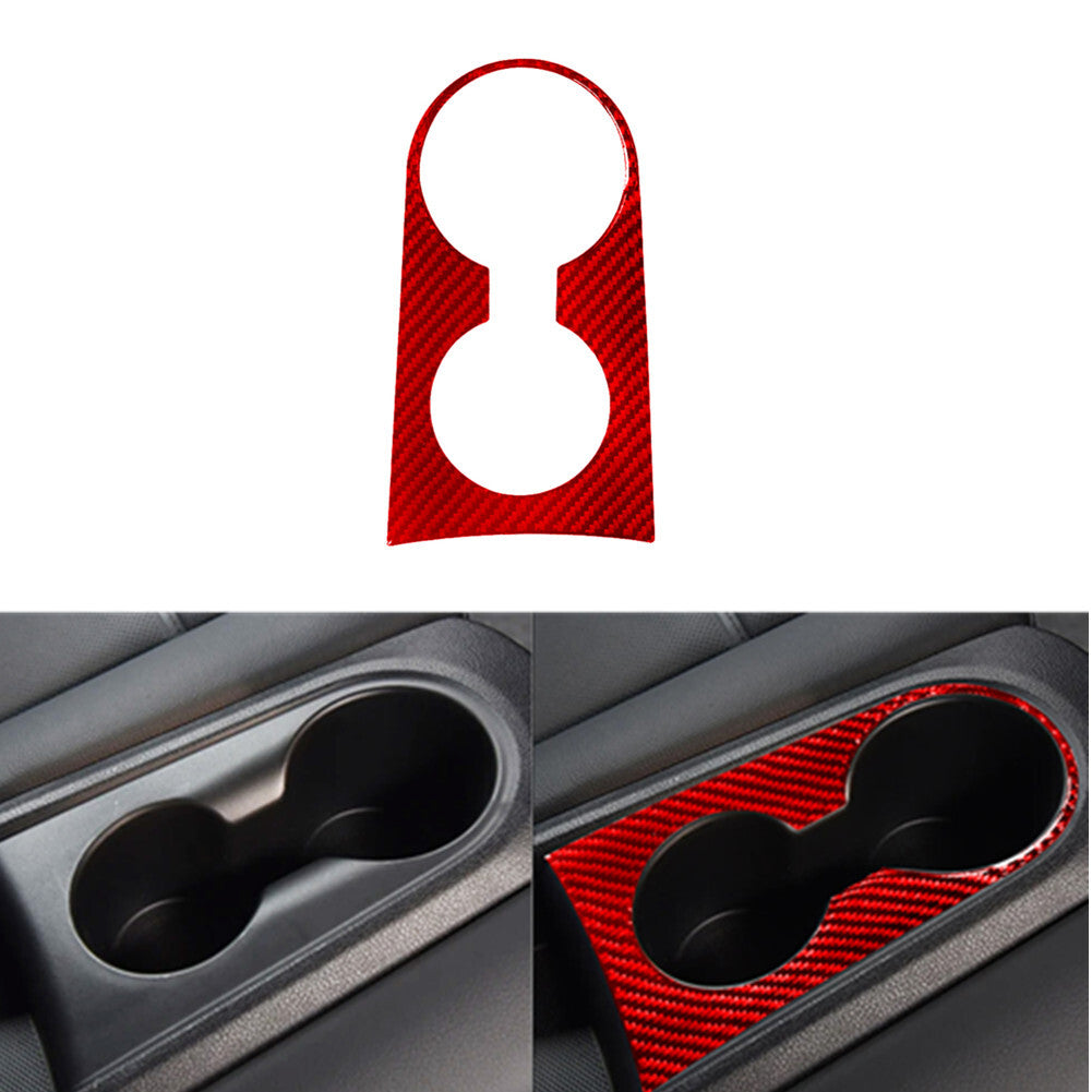 Red Carbon Fiber Rear Cup Hold Frame Cover Trim for Hyundai for Veloster JS 2019-22