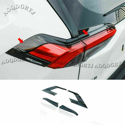 for Toyota RAV4 2019-2023 Black Rear Taillight Moulding Cover Trim Set ABS 4Pcs
