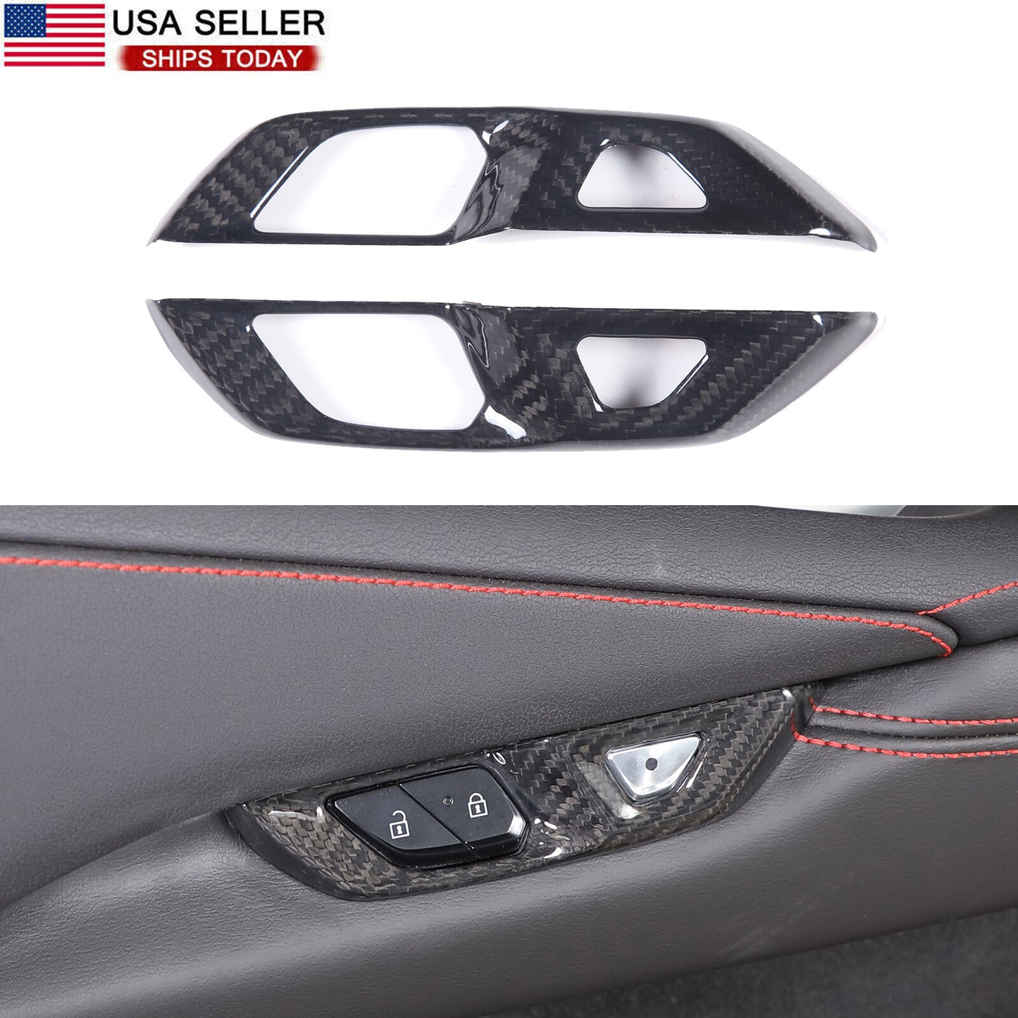 Carbon fiber door lock switch button cover trim for Corvette C8 Coupe 2020-2024 n