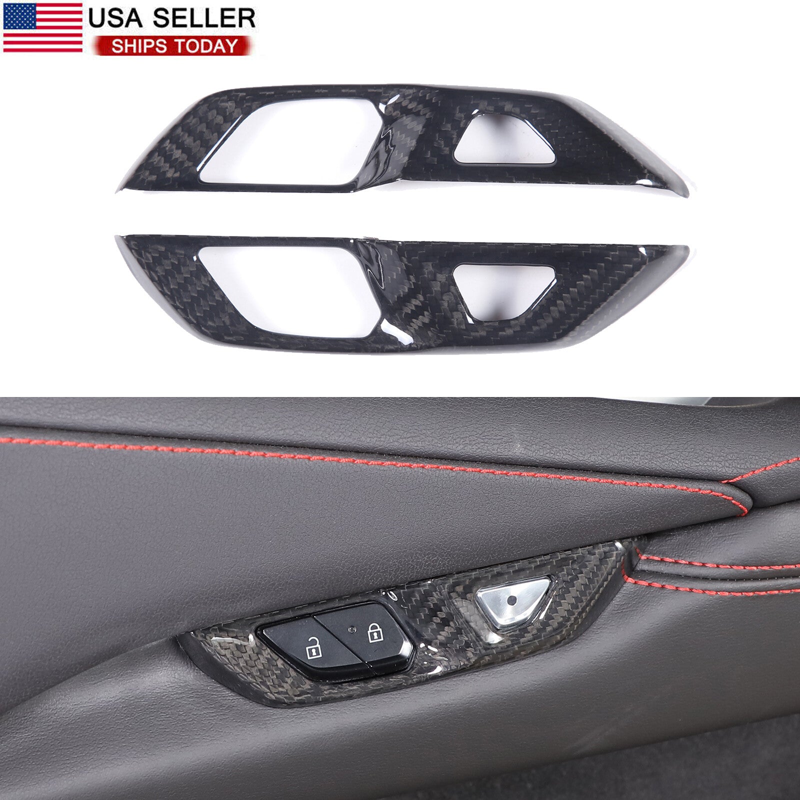 Carbon fiber door lock switch button cover trim for Corvette C8 Coupe 2020-2024 n