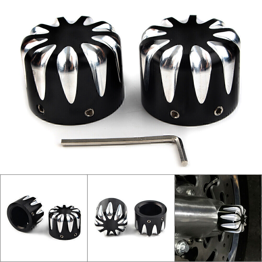 CNC Cut Front Axle Cap Nut Cover Fit for Harley Electra Glide Sportster Motor Black Q