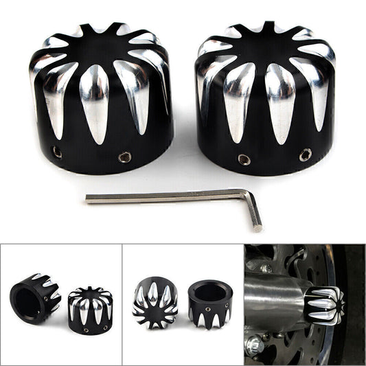 CNC Cut Front Axle Cap Nut Cover Fit for Harley Electra Glide Sportster Motor Black Q
