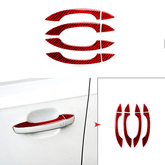 Red Car Outside Door Handle Trim Interior Carbon Fiber Sticker for Audi Q7 16-19