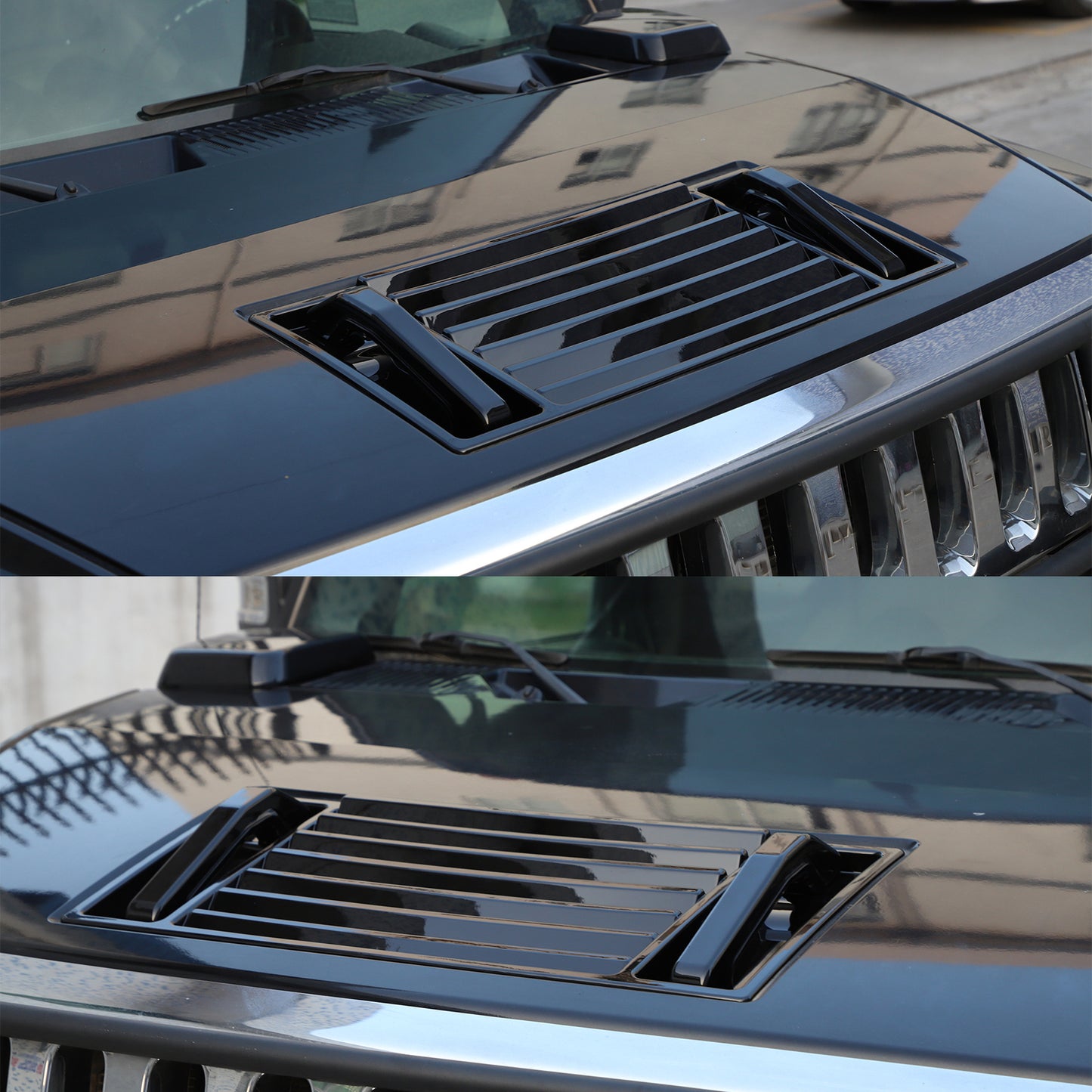 Sleek black car grille with vents and handle cover trim for Hummer H2 2003-2009
