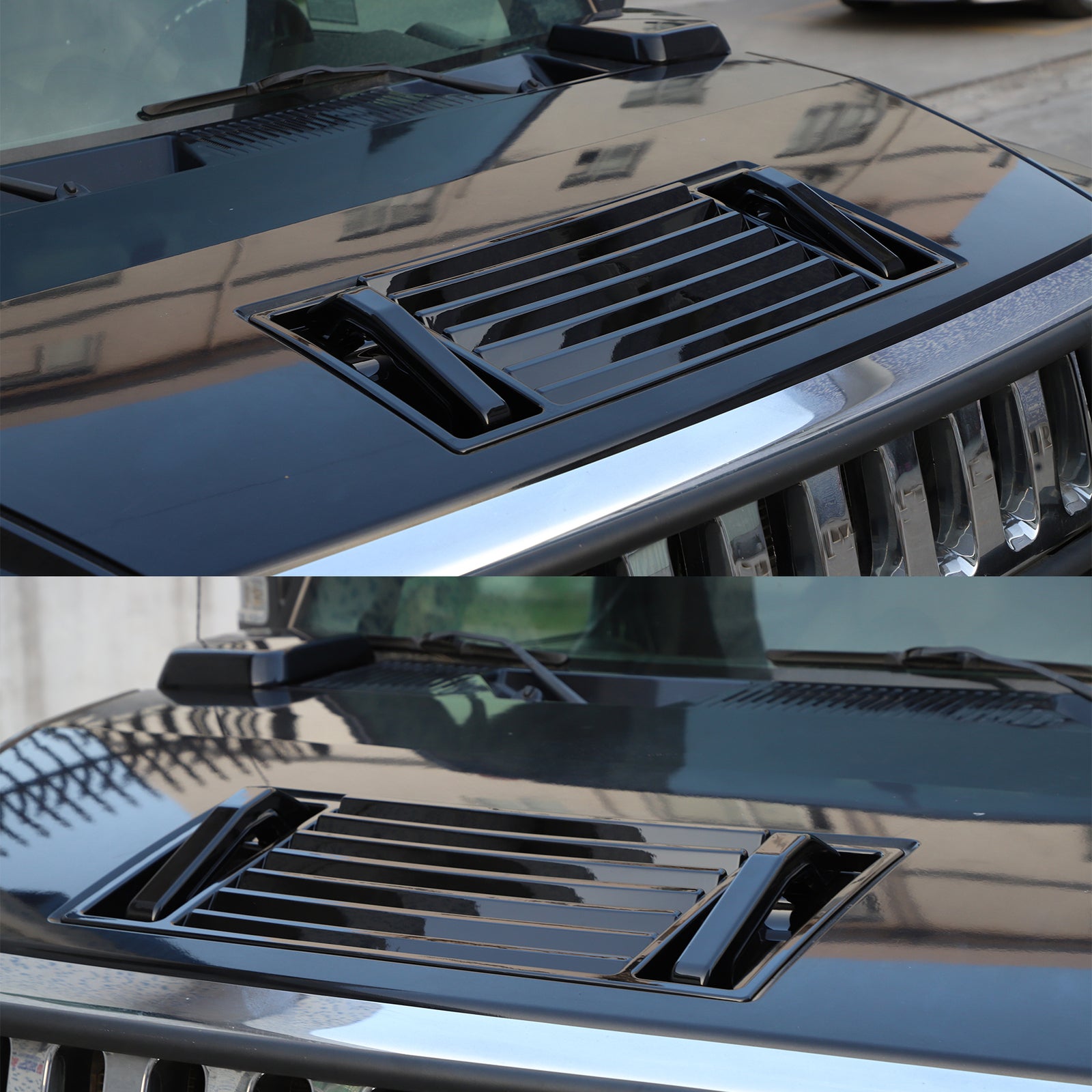 Sleek black car grille with vents and handle cover trim for Hummer H2 2003-2009