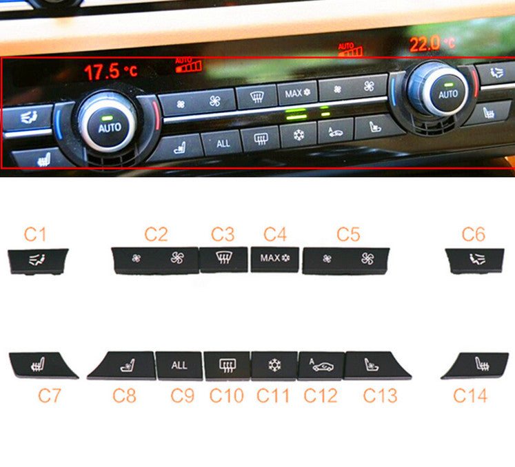 1 set of 14-button key cover repair kit for air conditioning heater switch suitable for F07 F10 F11 F01 n