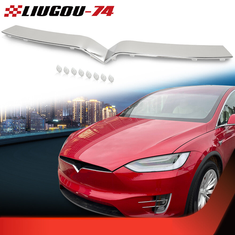Suitable for 16-20 for Tesla Model X front upper grille trim, chrome 1047022-00-D
