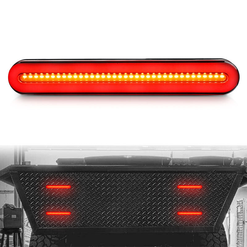 1X LED 9 Motorcycle Flowing Turn Signal Brake DRL Stop Tail Light Bar Amber Red