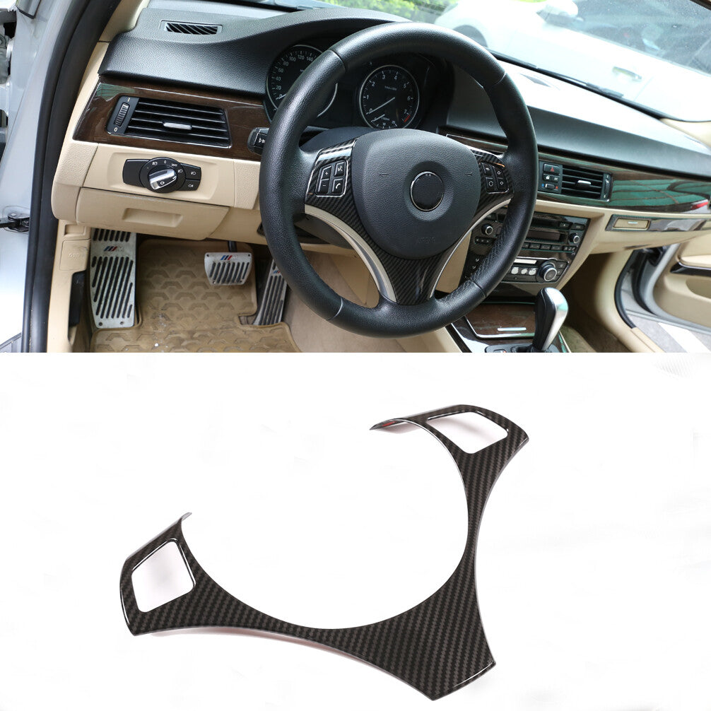 Steering Wheel Cover Decor Trim for BMW 3Series E90 325i 335i 05-12 Carbon Look