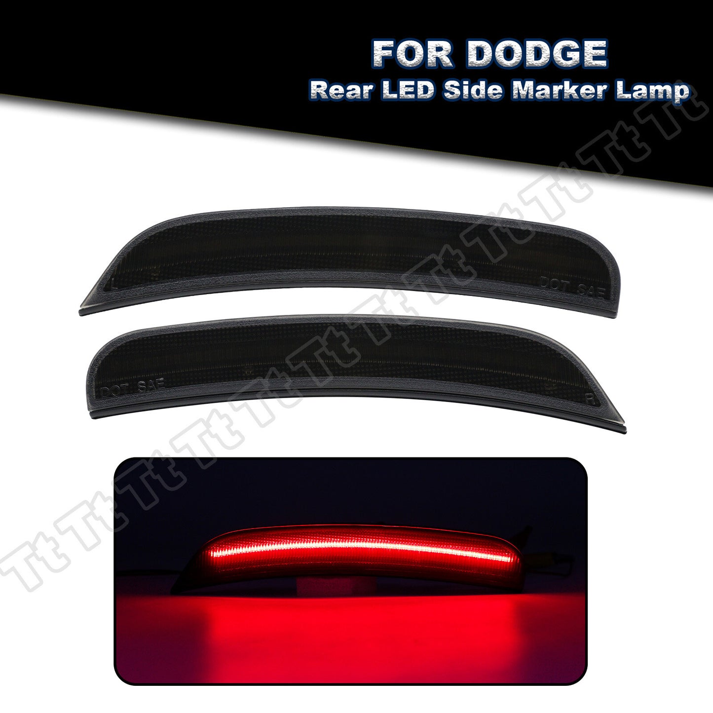 For 2015 - 2022 for Dodge Charger Smoked Lens LED Rear Red Side Marker Lights 2 pcs - v