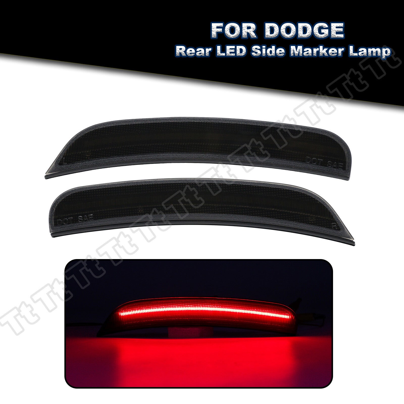For 2015 - 2022 for Dodge Charger Smoked Lens LED Rear Red Side Marker Lights 2 pcs - v