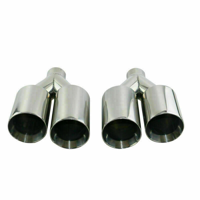 2pcs 2'' Inlet 3'' OD Universal Double Wall Welding Dual Exhaust Tips Stainless