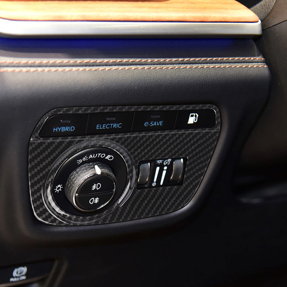 for Jeep Grand Cherokee 21-24 Inner Head Light Switch Button Cover Carbon ABS