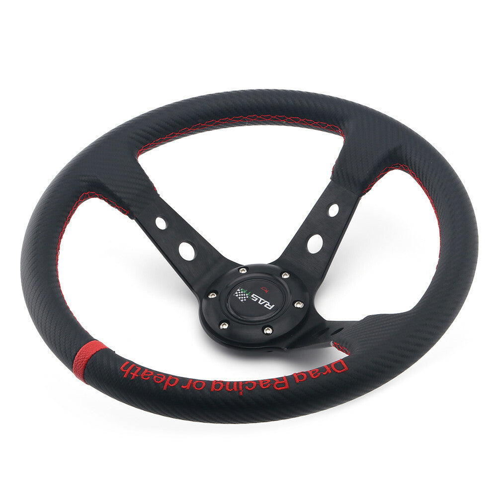 Carbon Fiber 14in/350mm 3 Spoke Deep Dish 6 Bolt JDM Sport Racing Steering Wheel
