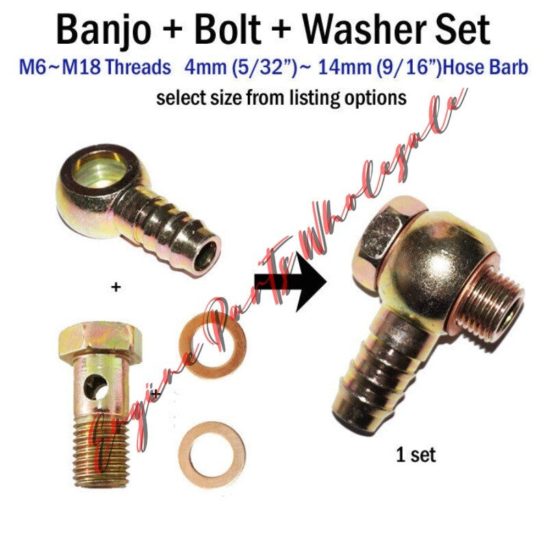Banjo Bolt Washer Kit Set Hose Barb Fitting Brake Line Fuel Hydraulic Connector Q