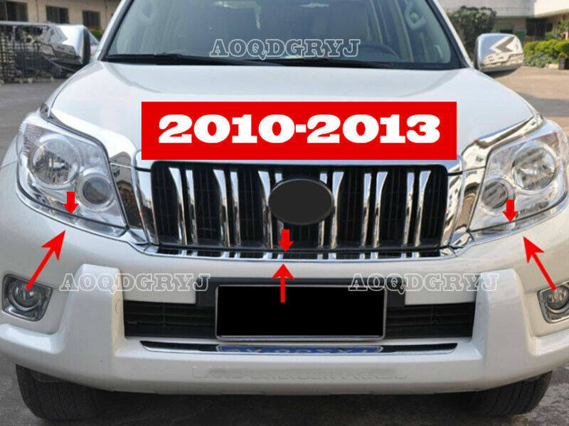 for Toyota Prado 2010-13 Chrome ABS Front bumper Headlight Lower Eyebrow Trim 3x