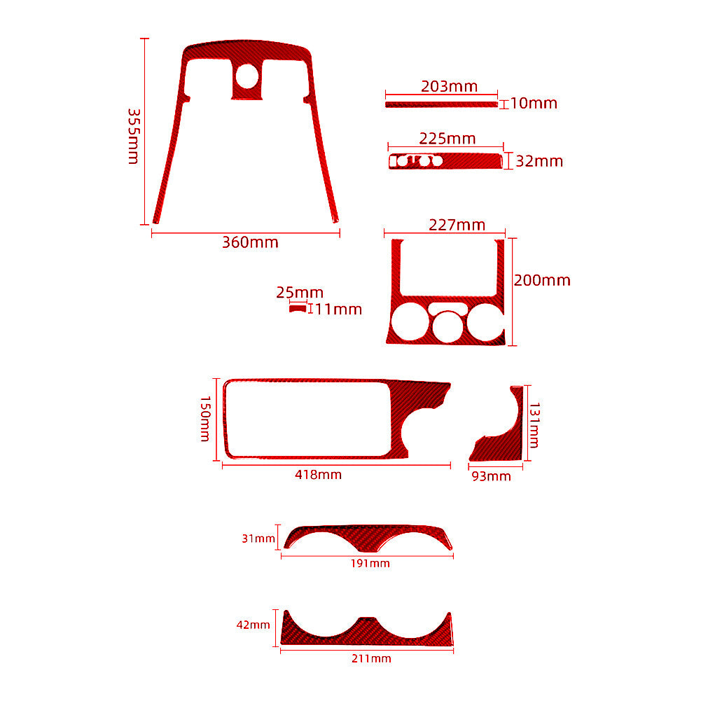 2X Red Central Control Rear Air Vent Trim Cover Carbon Fiber for Jaguar XF 09-11 v