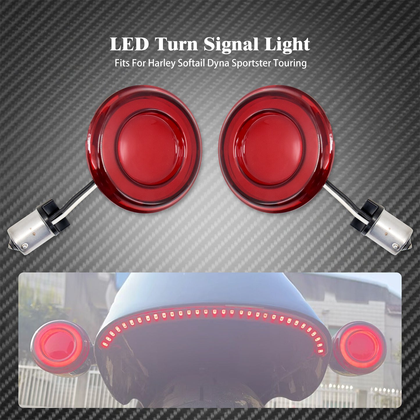 Red 1156 Bullet Tracer LED Rear Turn Signal Fit for Harley Sportster Softail Q