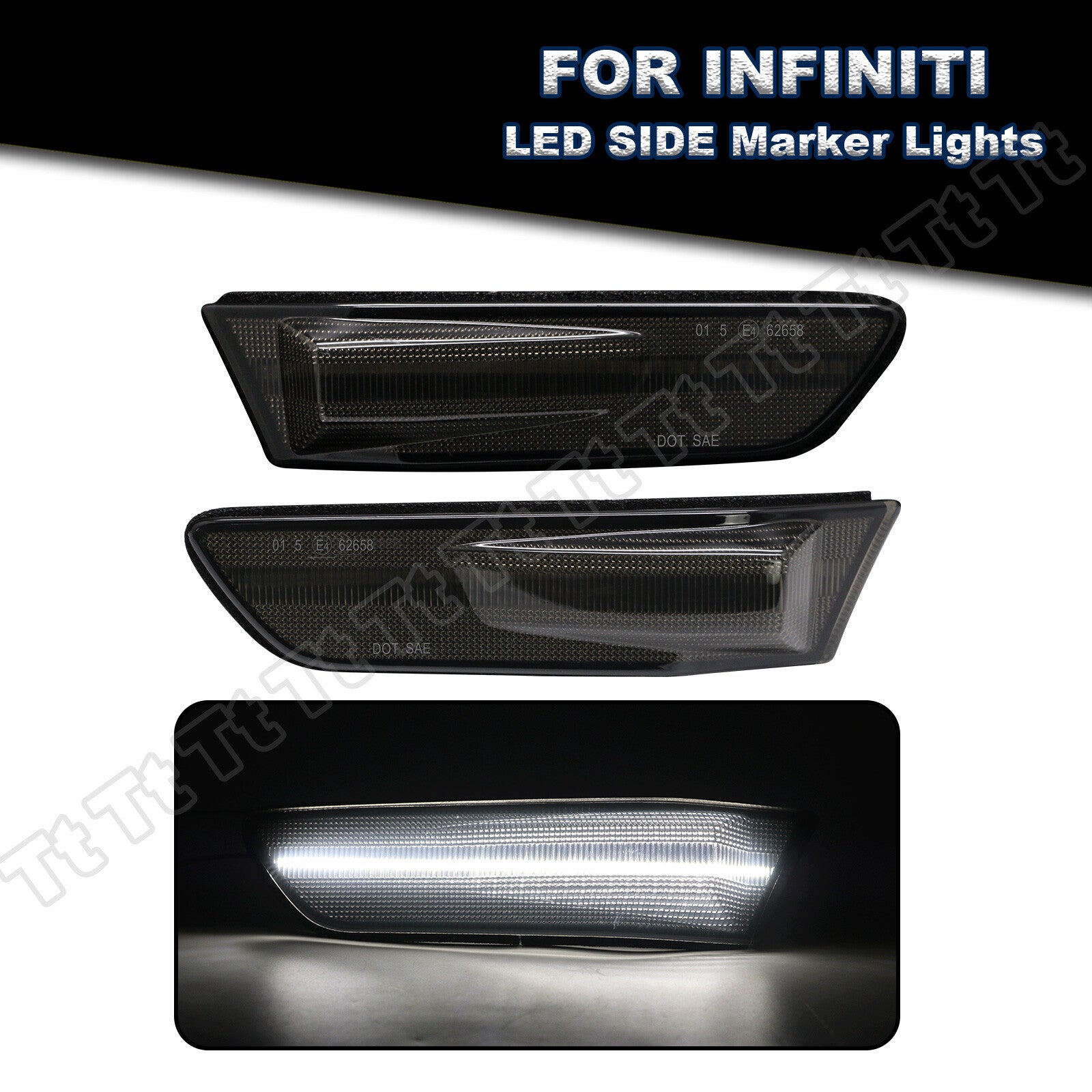 For 2003 - 2007 for Infiniti G35 Coupe White LED Bumper Side Marker Lights Smoked - v