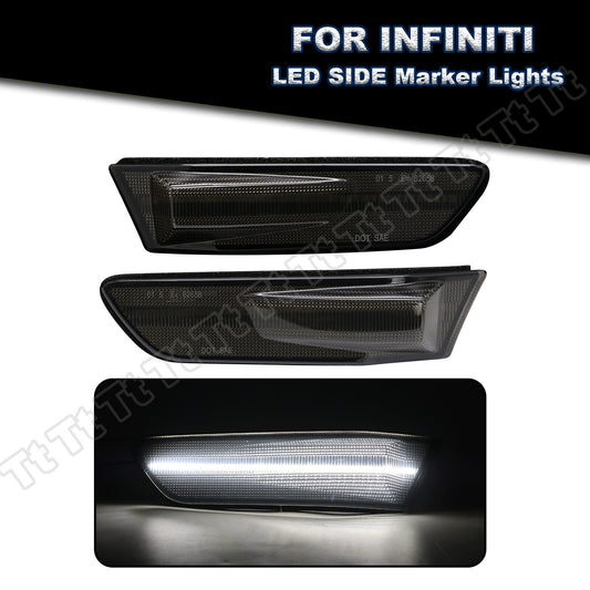 For 2003 - 2007 for Infiniti G35 Coupe White LED Bumper Side Marker Lights Smoked - v