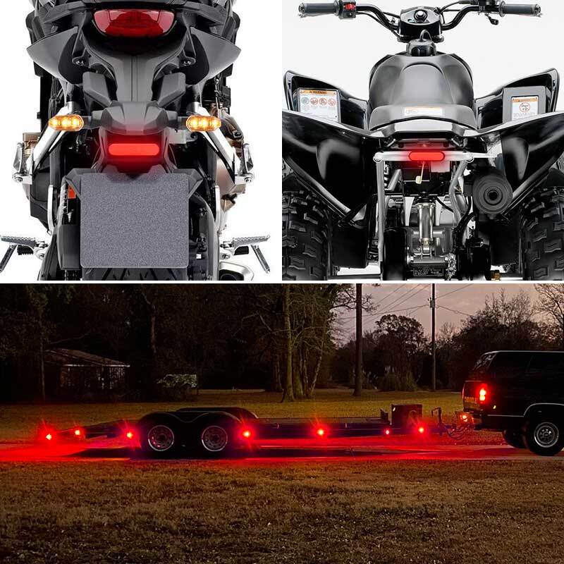 Universal Motorcycle Rear Brake Tail Light Red LED for ATV UTV Dirt Pit Bike
