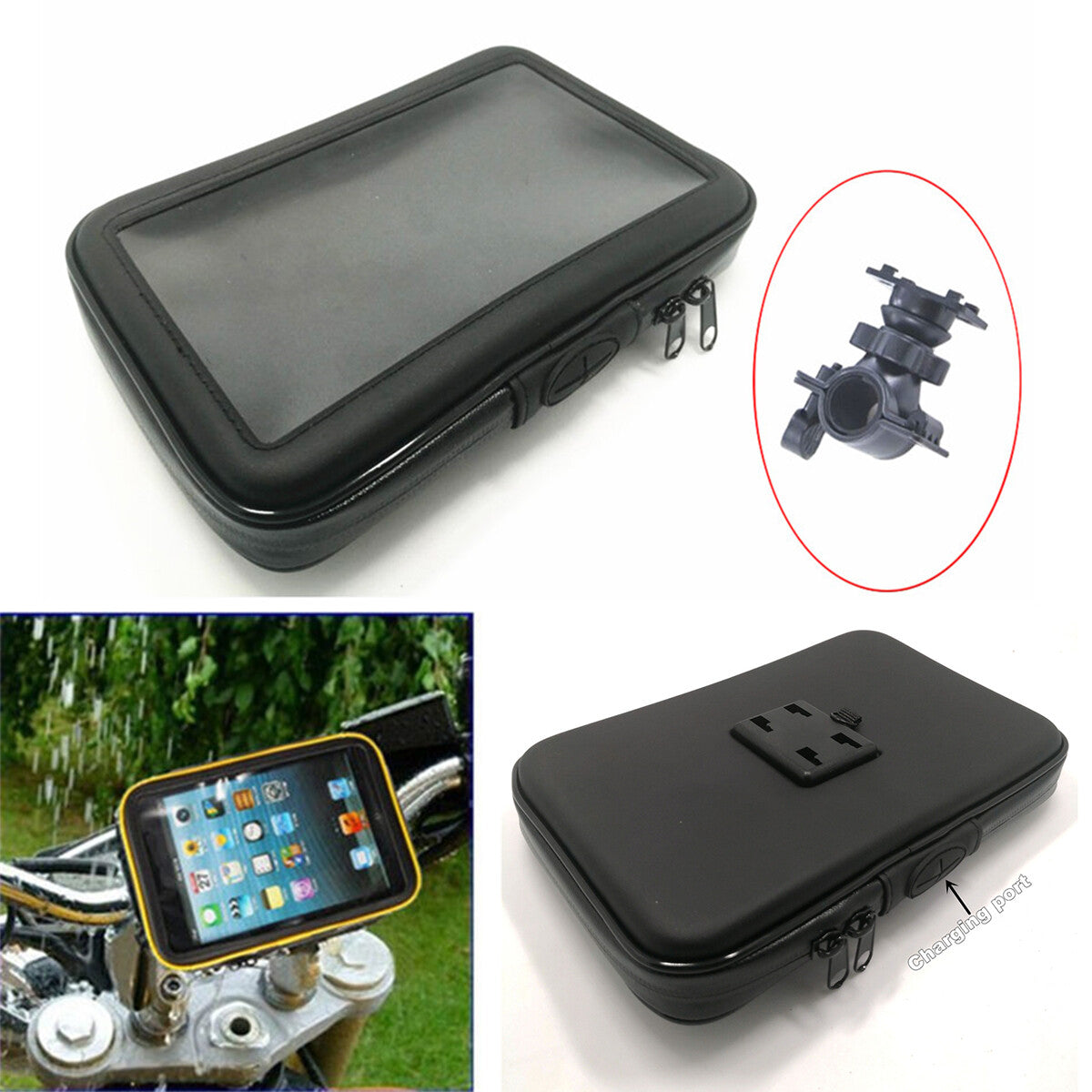 Motorcycle Bike Handle Bar Tablet Holder Waterproof Case Bag for 6.5-7 inch iPad Q