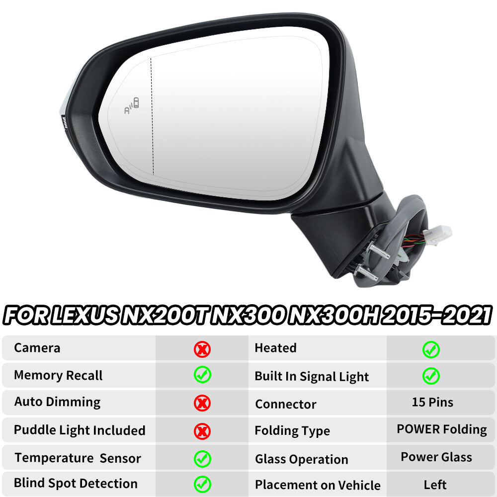 F¨¹r for Lexus NX200t NX300 NX300h 2015-2021 R¨¹ckspiegel Au?enspiegel Spiegel Links
