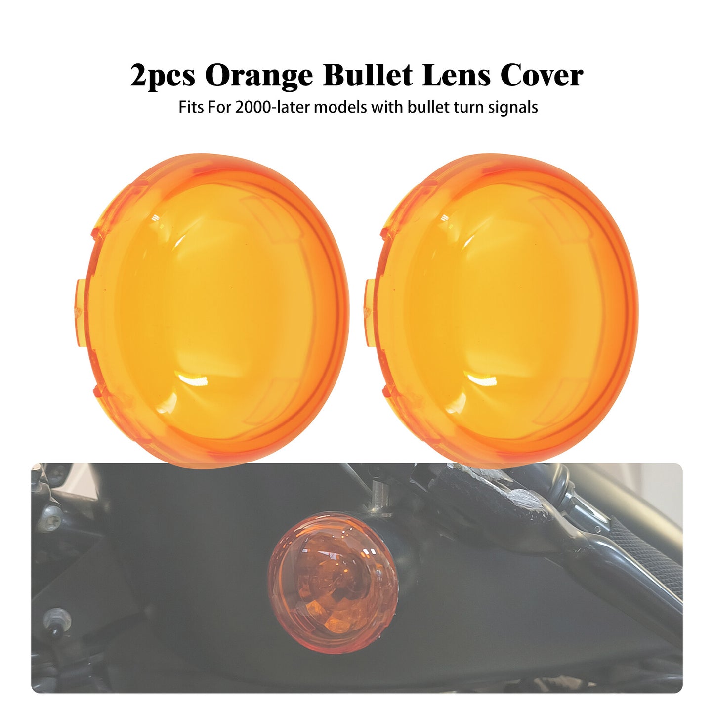 2x Turn Signal Light Amber Lens Bullet Style Covers for Harley Glide Sportster Q