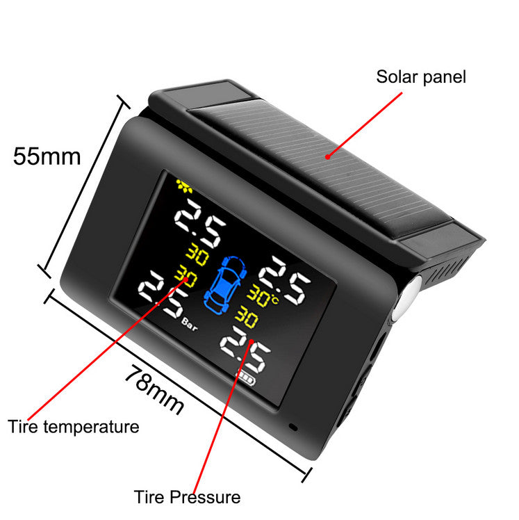 TPMS Car Tire Pressure Monitoring System Wireless Solar LCD Display 4 Sensors Q