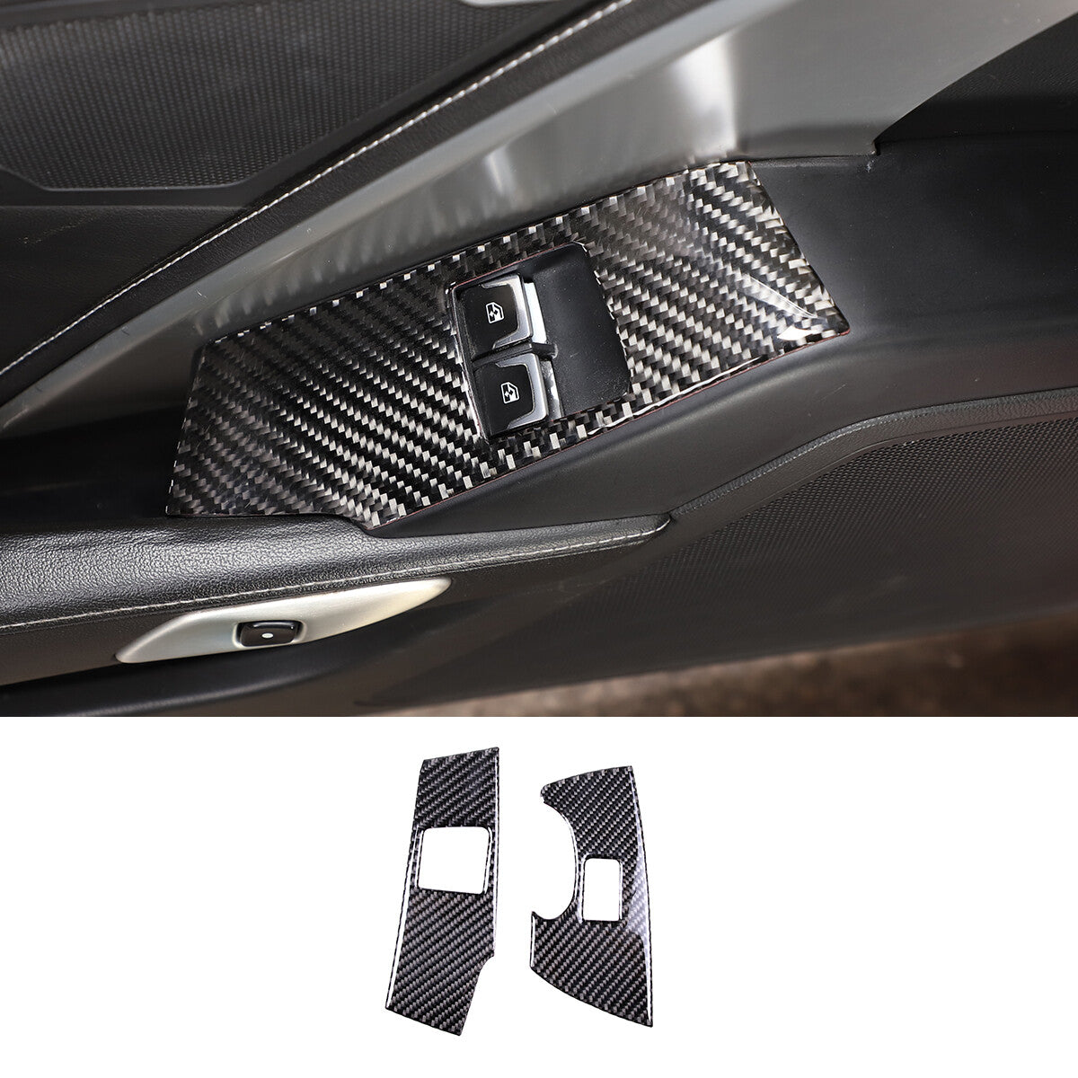 ABS carbon fiber front grille cover V-shaped logo ring decoration suitable for Alfa Romeo Giulia- v