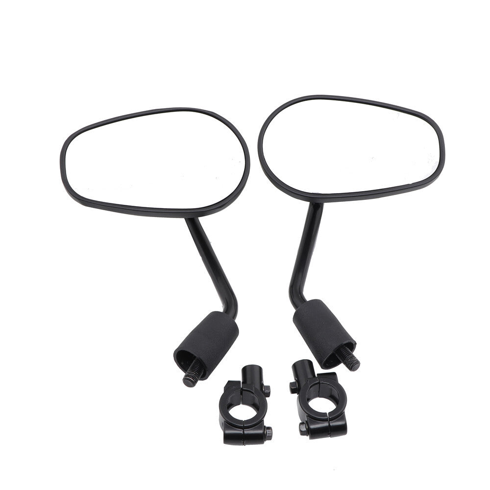 Black 25mm Handlebar Mount Clamp Aluminium Oval Rearview Side Mirrors for Harley Q