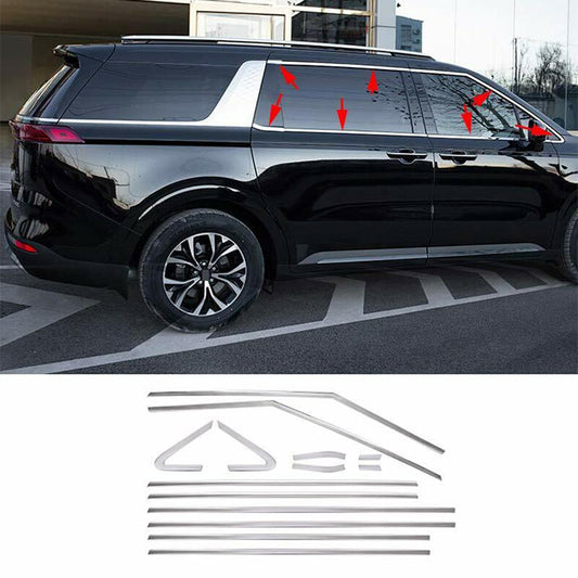 for Kia Carnival 2022-2023 stainless Car Window Strips frame Sill Cover Trim 14x
