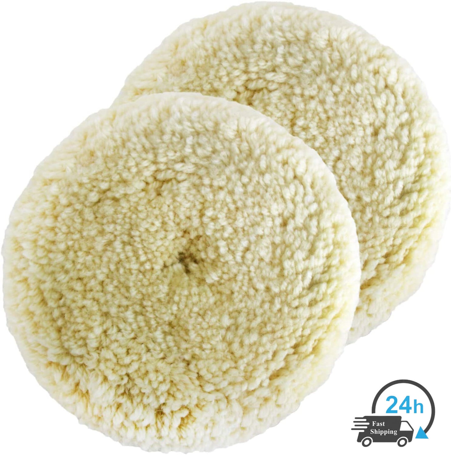 3-inch to 7-inch wool polishing pads, 100% natural wool hook and loop design, suitable for composite cutting pads.