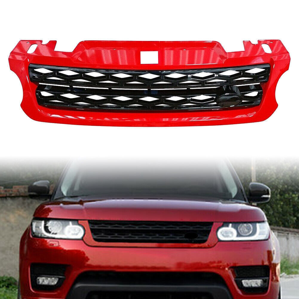 1x Front Grille Upper Grill ABS Fit for Range Rover Sport 2014-2017 2016 Black Red
