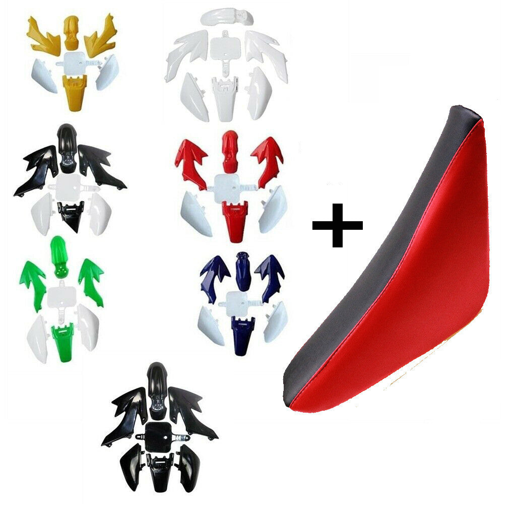 Plastics Fender Kit + Red for Seat for Honda CRF50 XR50 Dirt Bike Atomik 110cc 125cc