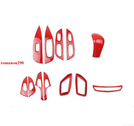 12P for Nissan Rogue 2014-2020 Red Carbon Fiber Interior Decor Trim Cover Kit