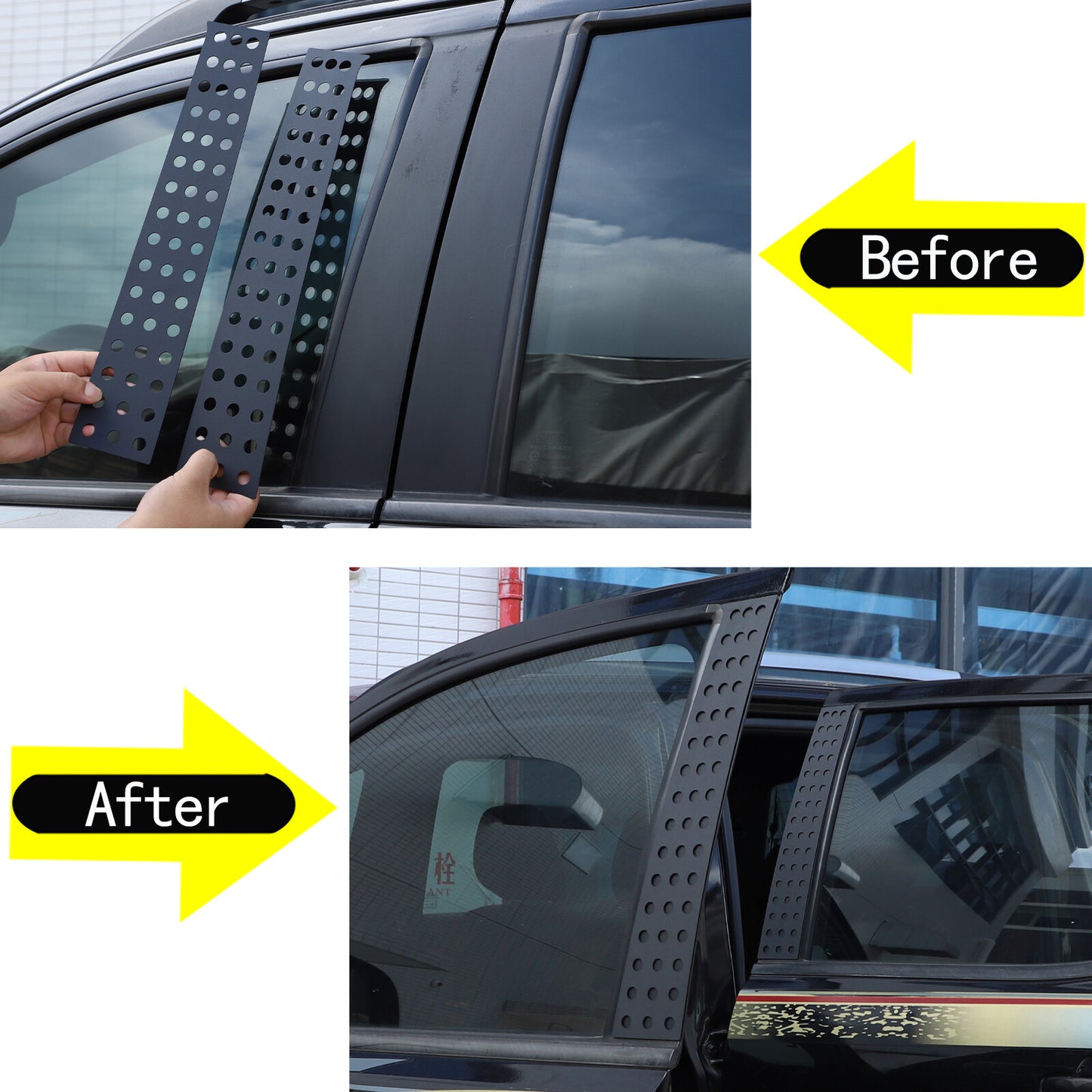 Exterior window B pillar cover trim panel for Ranger 2015-2021 4 pieces n