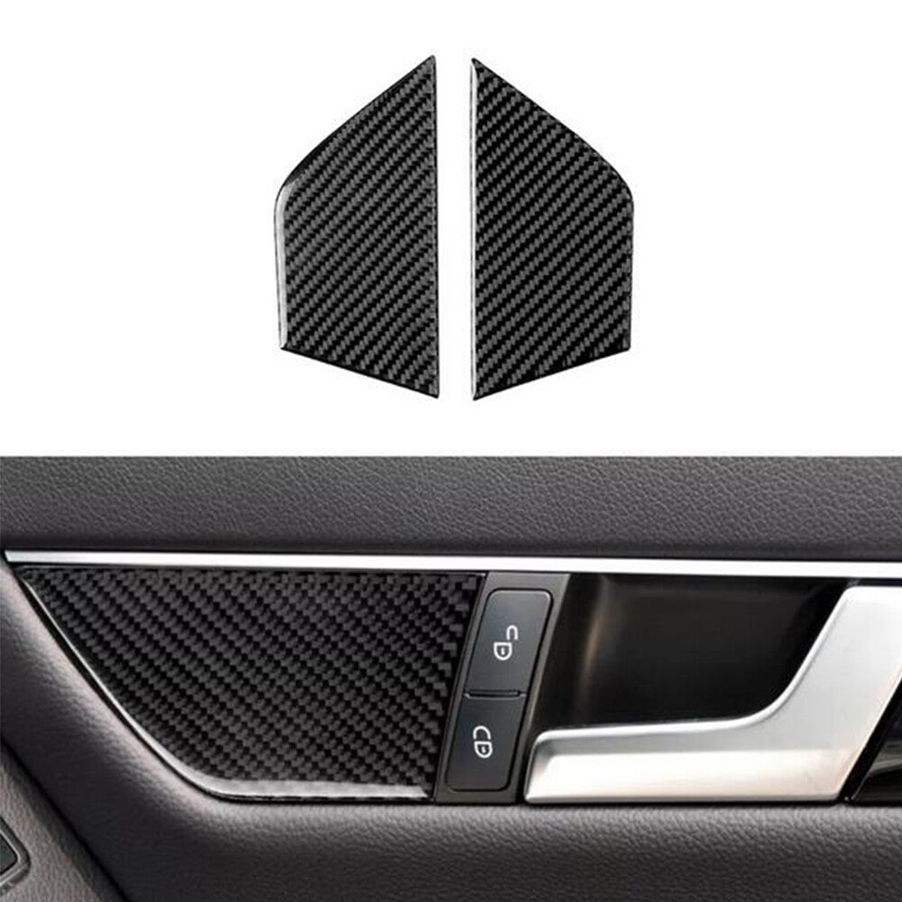1 Set Carbon Fiber Door Handle Cover Trim Sticker for Mercedes-Benz C Class W204 Q