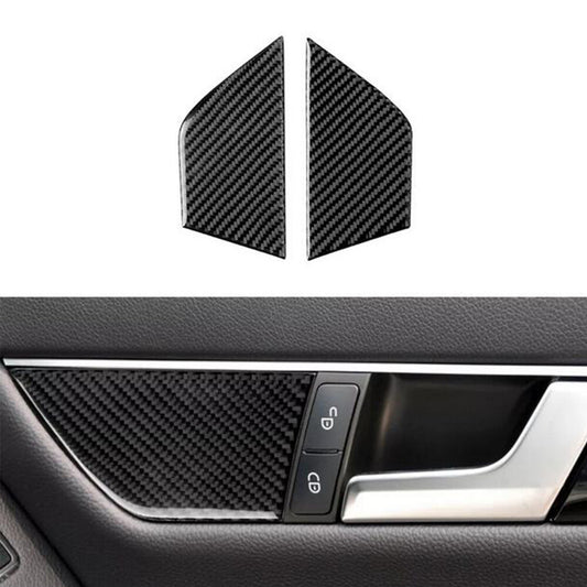 1 Set Carbon Fiber Door Handle Cover Trim Sticker for Mercedes-Benz C Class W204 Q