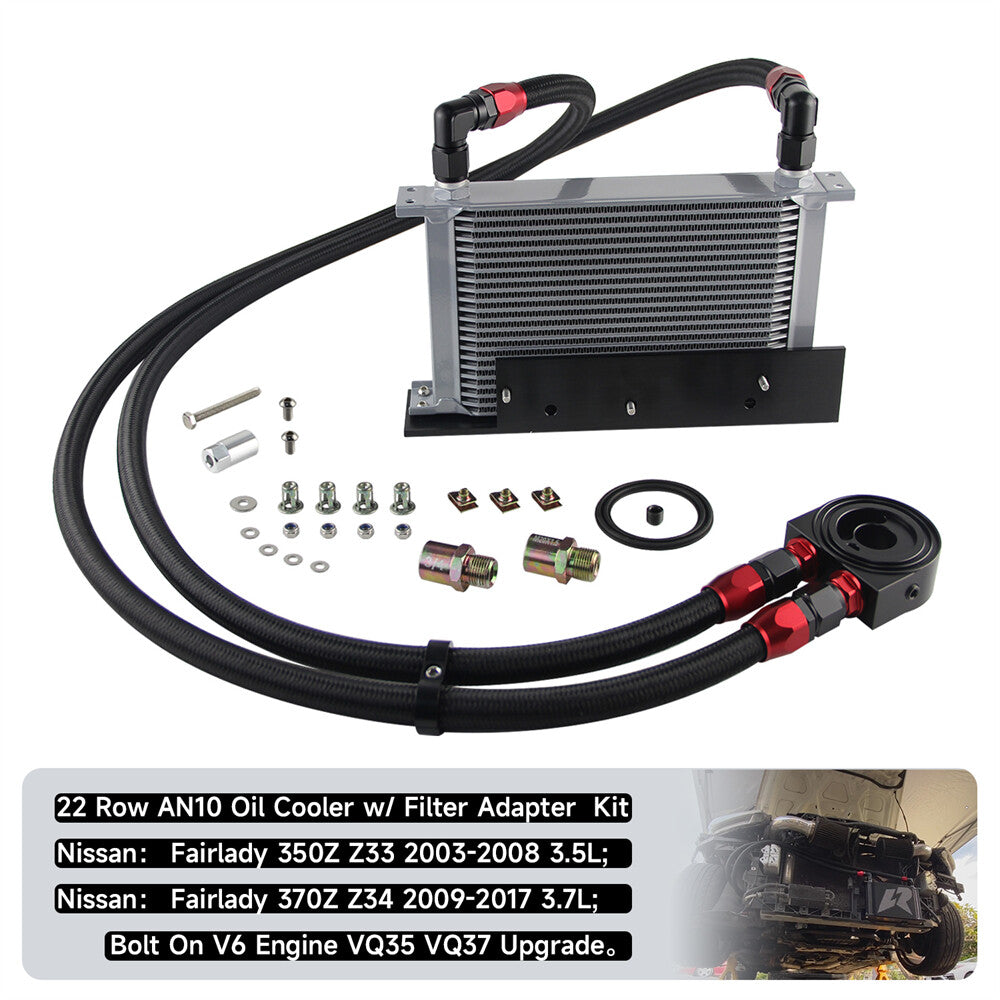 22 Row Bolt On Oil Cooler Kit Fits for Nissan 03-08 350Z VQ35 / 2009-2017 370Z VQ37