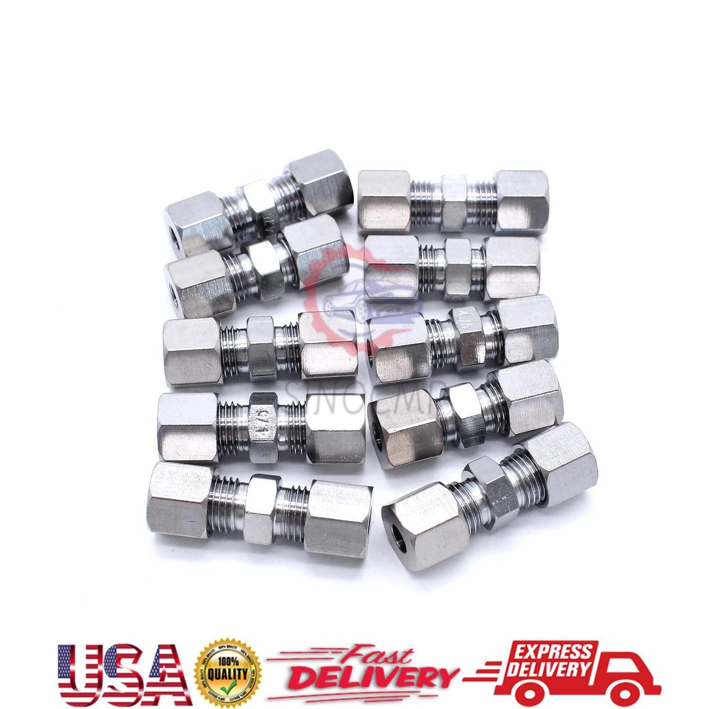 10x Brake Line Union Fitting Straight Compression Kits Connector 4,75mm 3/16 OD