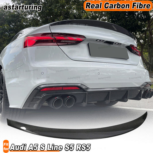 for Audi A5 S Line S5 RS5 Coupe 2017-24 Dry Carbon Fiber Rear Trunk Spoiler Wing