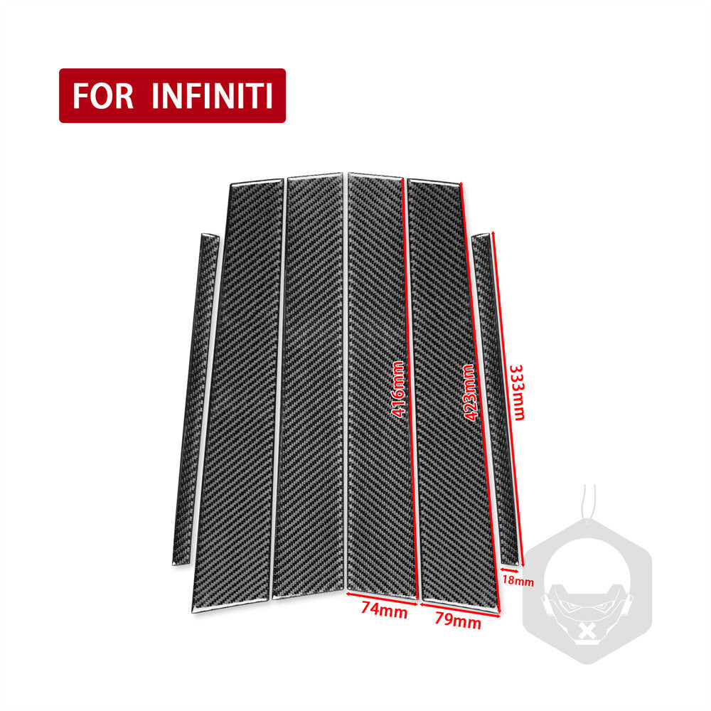 6¡ÁCarbon Fiber Door Window Pillar Post Trim Fit for Infiniti G37 Sedan 2007-2013
