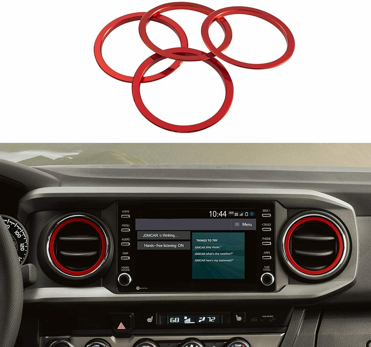 Red A/C Vent Ring Covers A/C Vent for Toyota Tacoma 2016-2022