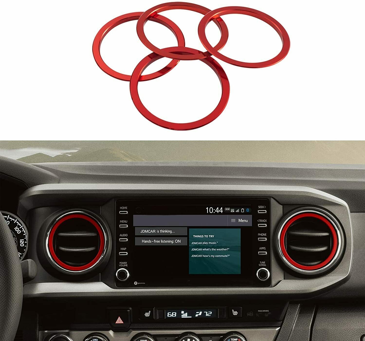 Red A/C Vent Ring Covers A/C Vent for Toyota Tacoma 2016-2022