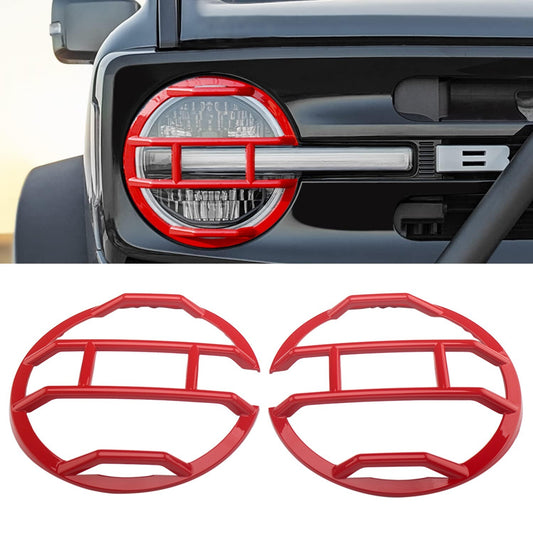 2PACK Red Headlights Trim Guards Cover  for ford  Bronco 2021 -2024 Accessories