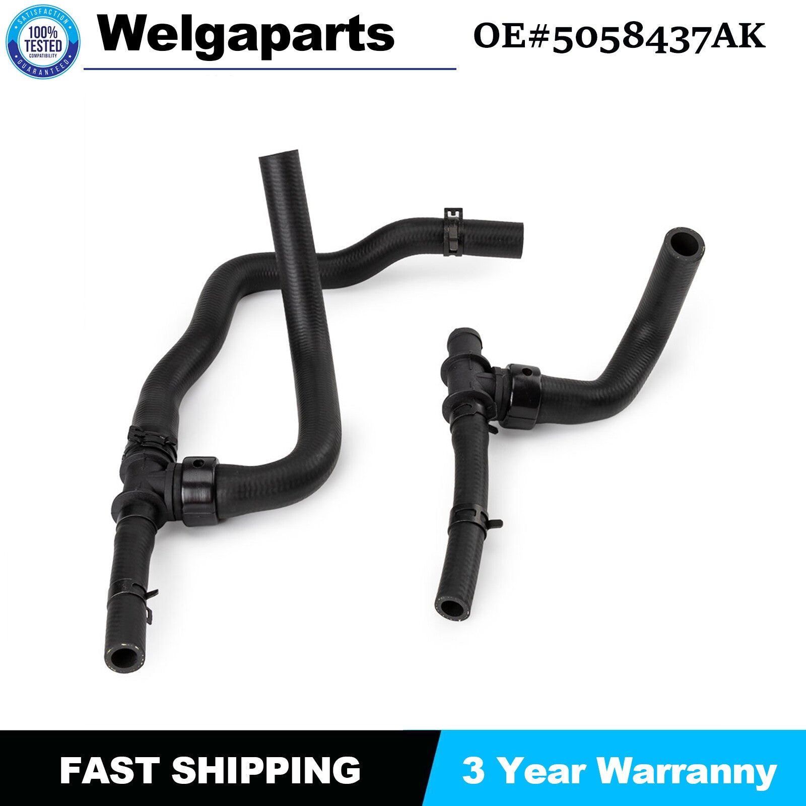 1 Set for VVT for Dodge Journey 2.4L 5058437AK Heater Hose Set  TEE Supply-Return