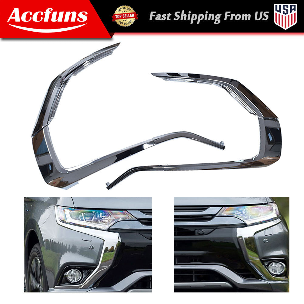 6-piece front bumper chrome molded cover trim for Outlander 2016 - 2020 n