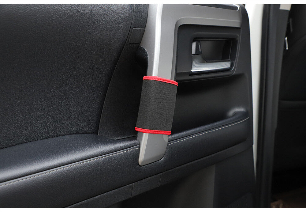 Black/Red Interior Door Handle Protective Cloth Cover For Toyot@ 4Runner 2017-23